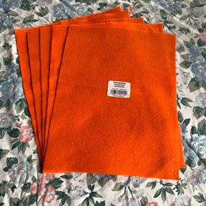 [Free If You Bundle] Qty (5) Sheets Of Tangerine Orange #3161 Art Craft Felt